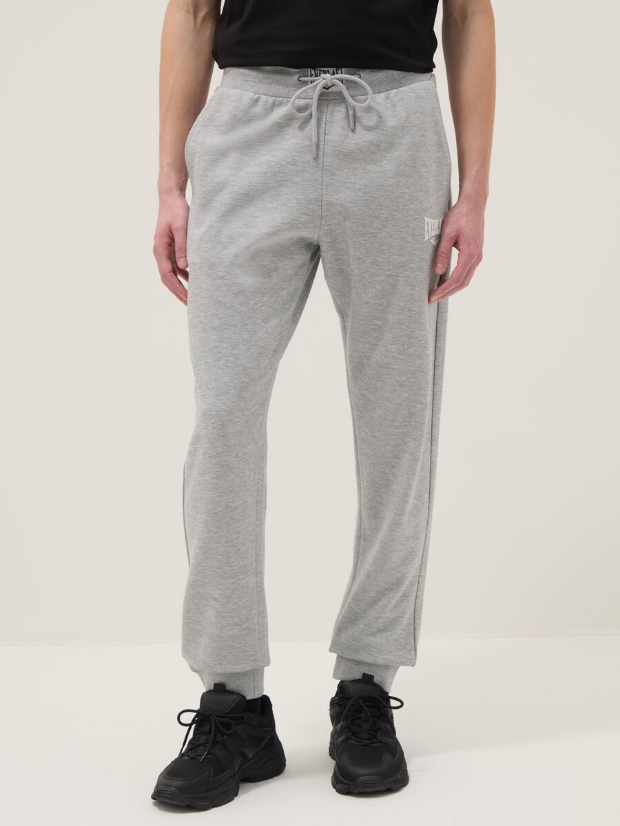 Grey cotton blend joggers regular fit with Everlast logo_1