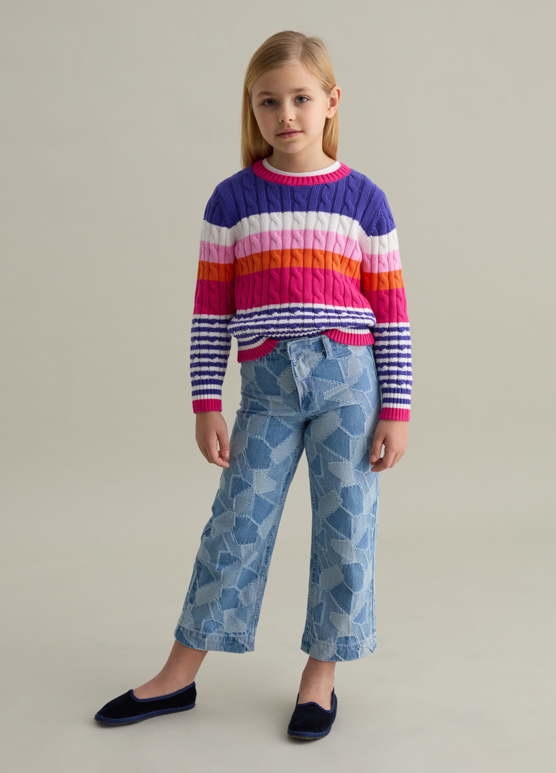 Straight-fit patchwork-effect jeans