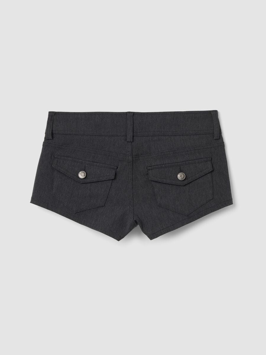 Shorts grigi in viscosa elasticizzato skinny fit_5