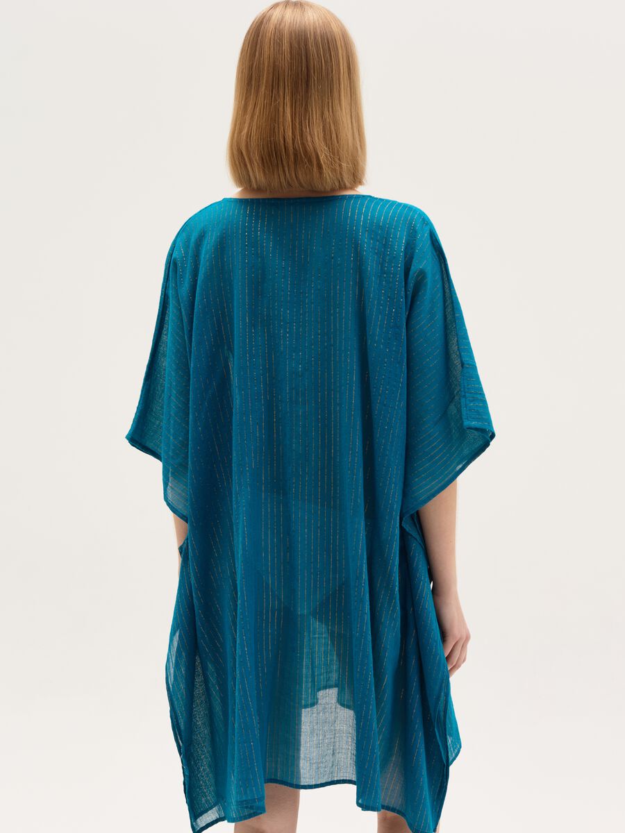 Beach cover-up poncho in lurex and cotton_2