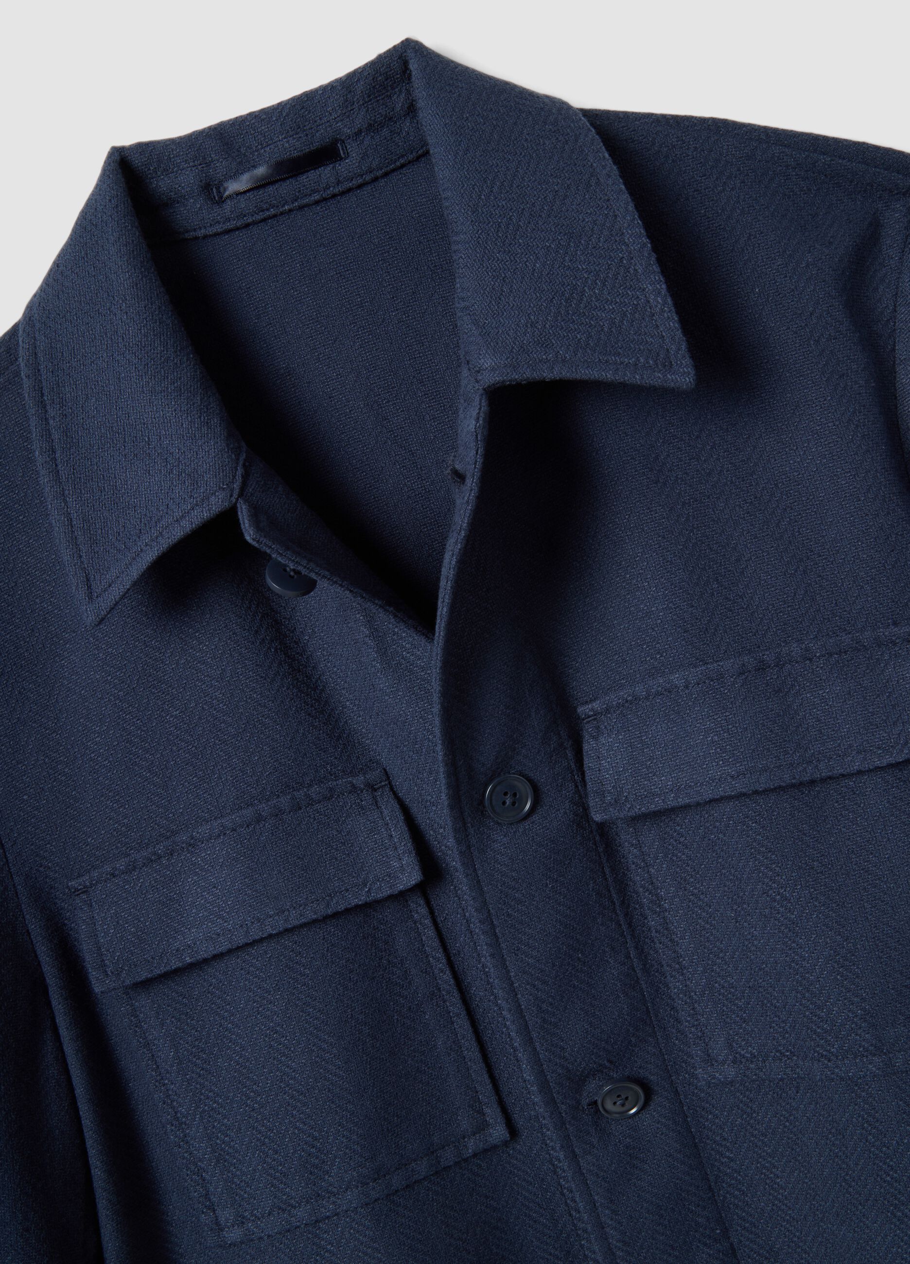 Blue cotton-linen blend blazer regular fit