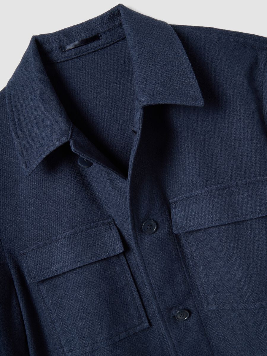Blazer in misto cotone e lino blu regular fit_6