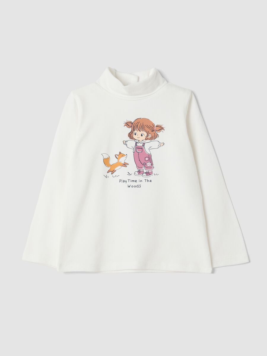 Maglietta bianca in cotone organico elasticizzato girocollo_0