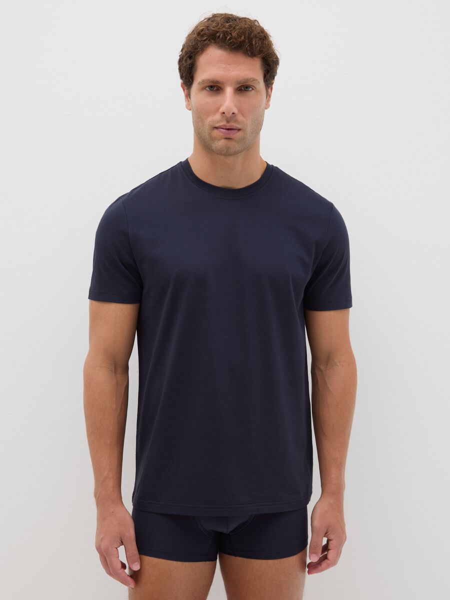 Blue pure cotton regular fit t-shirt_0