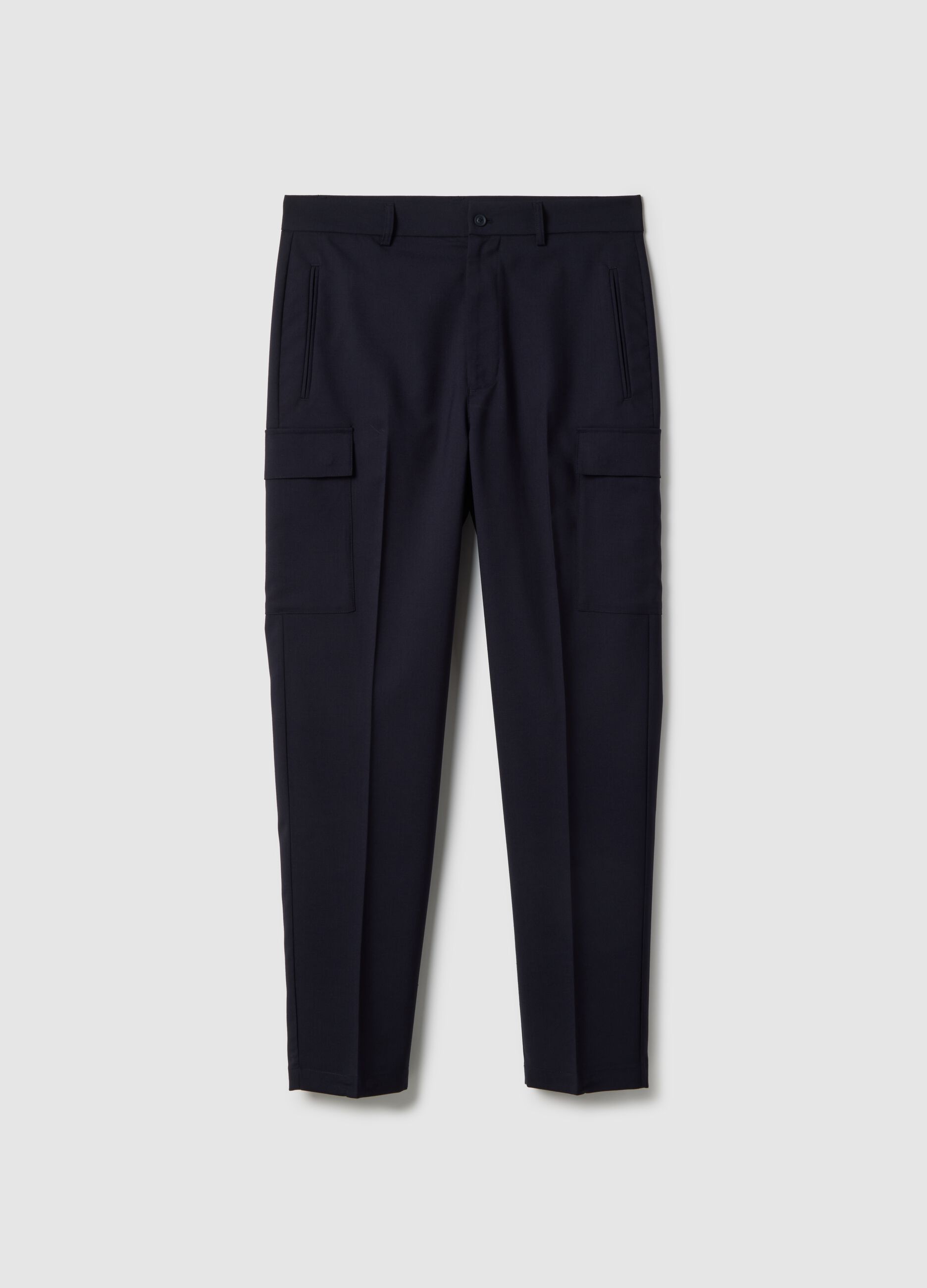 Stylish Blue Regular Fit Cargo Trousers