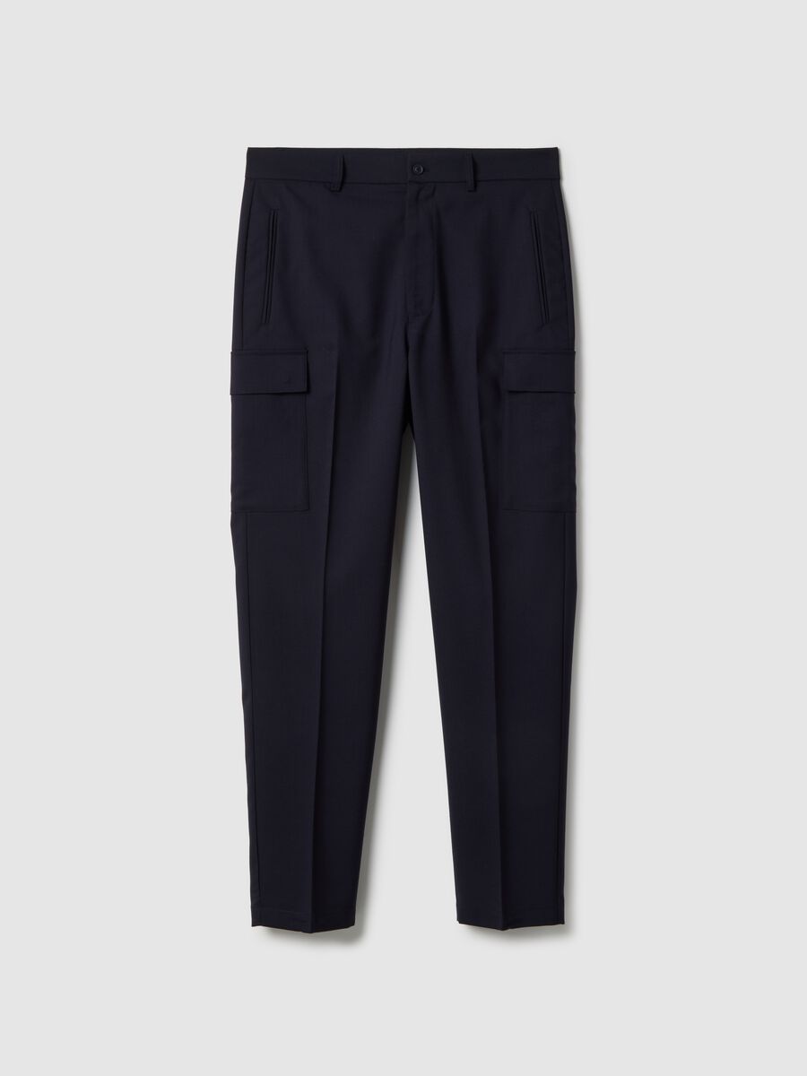 Pantaloni cargo eleganti blu regular fit_0