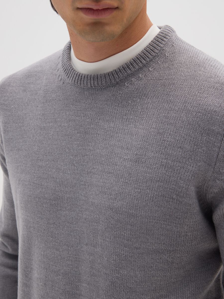 Grey Regular Fit Crew Neck Jumper_3