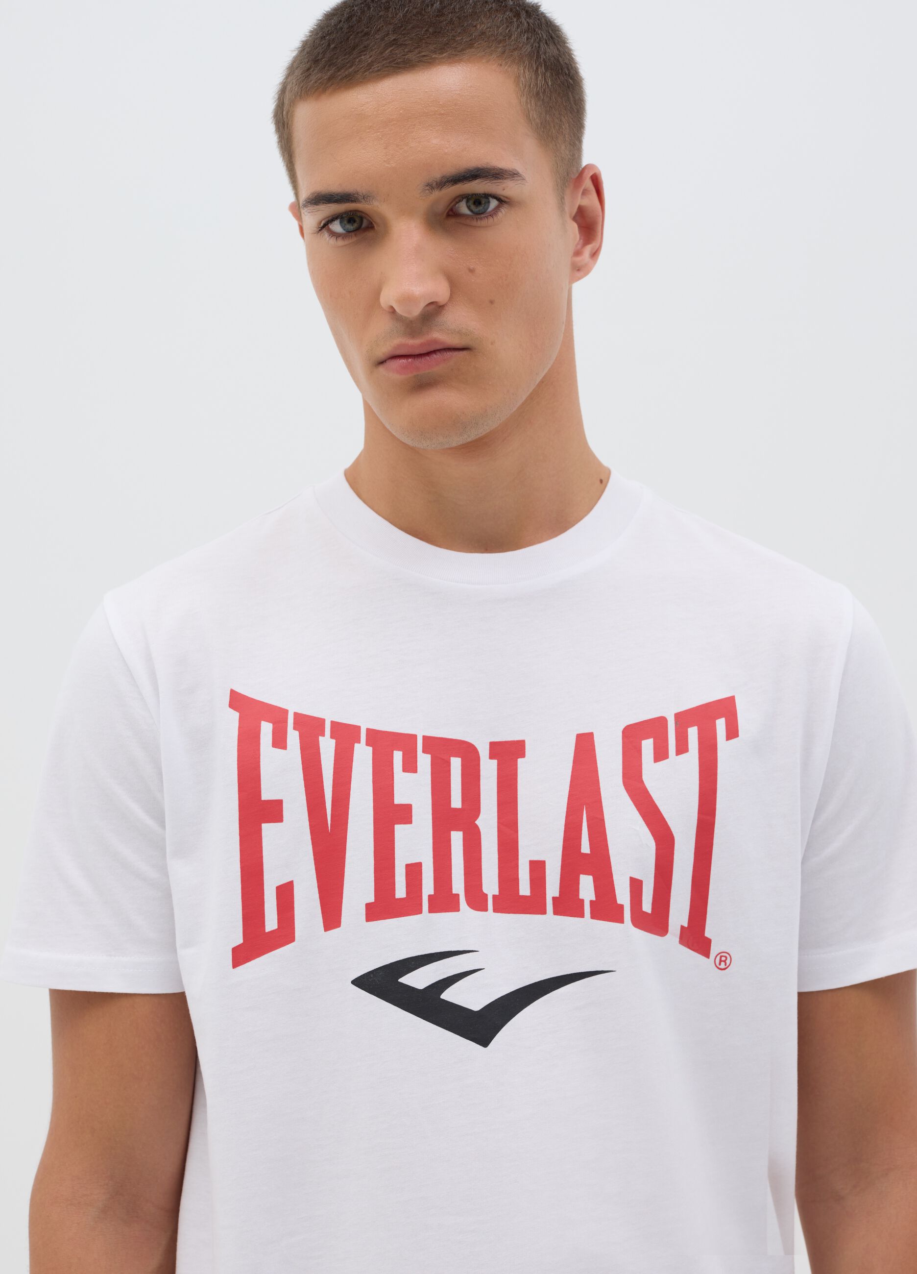 T-shirt da uomo in puro cotone bianca regular fit con logo