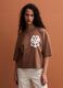 Brown pure cotton T-shirt with embroidery, regular fit_2