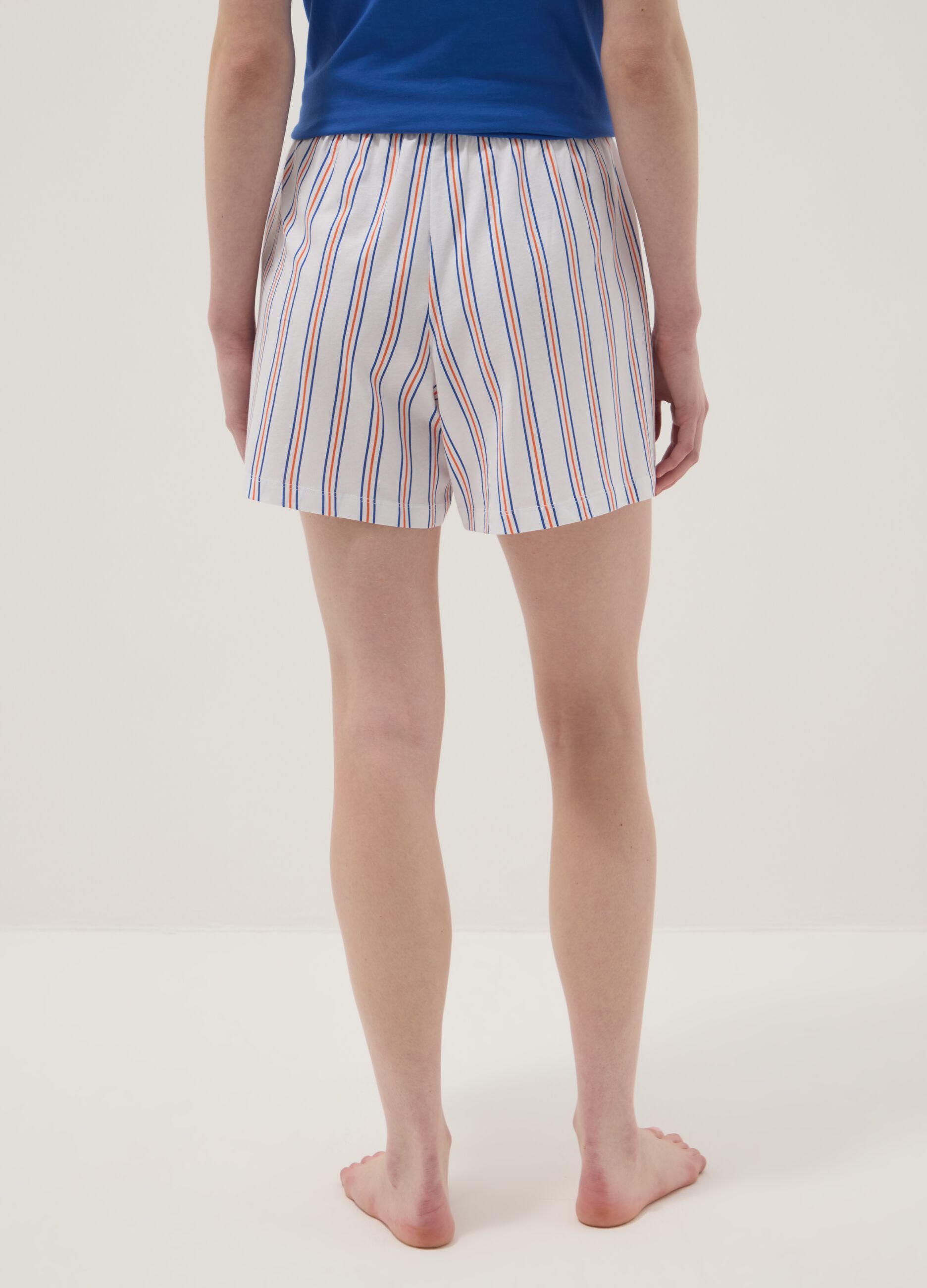 Pure cotton striped pyjama shorts, multicolour, regular fit