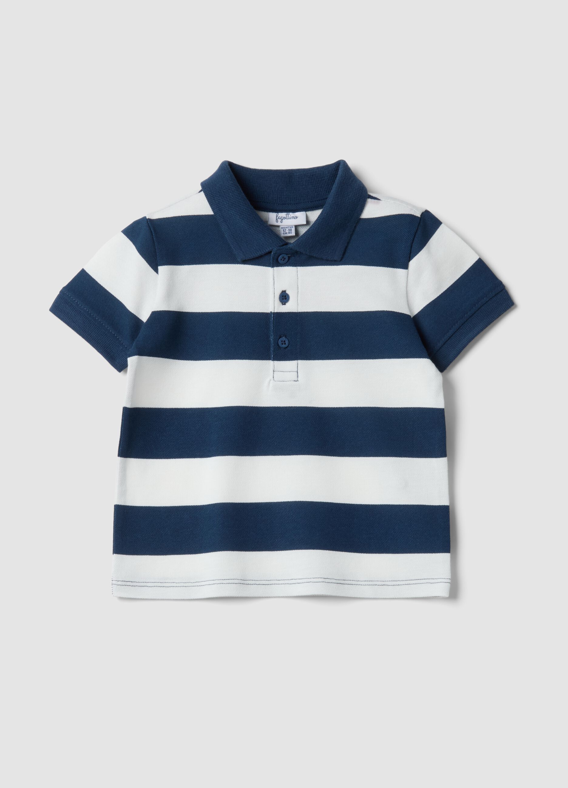 Multicoloured striped pure cotton polo for boys, regular fit