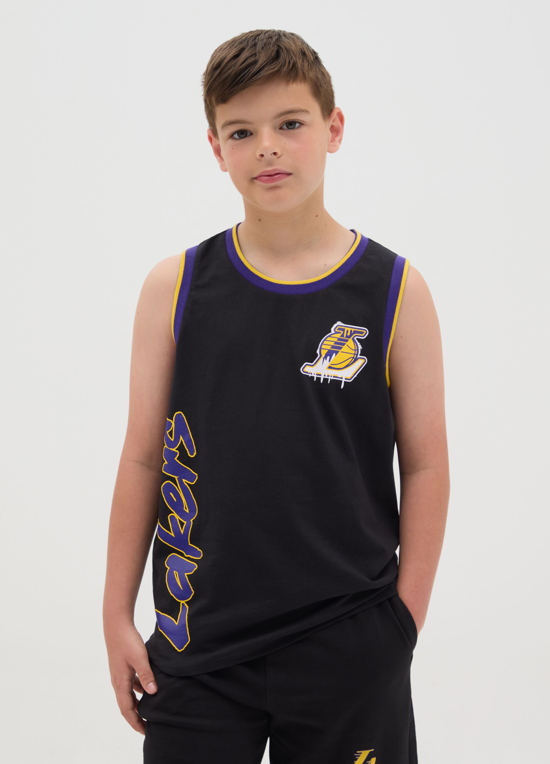 Black Lakers vest in pure cotton