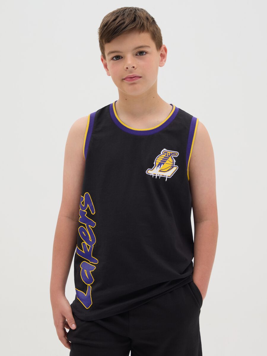 Black Lakers vest in pure cotton_0