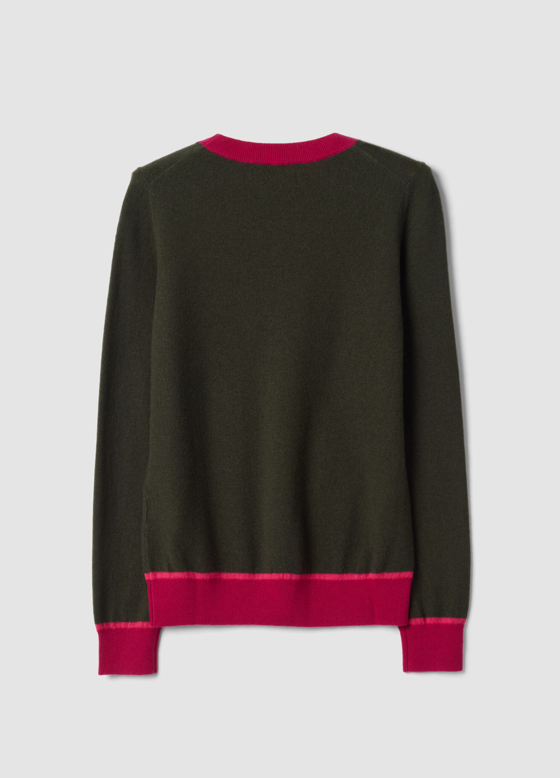 Maglia verde in pura lana con girocollo