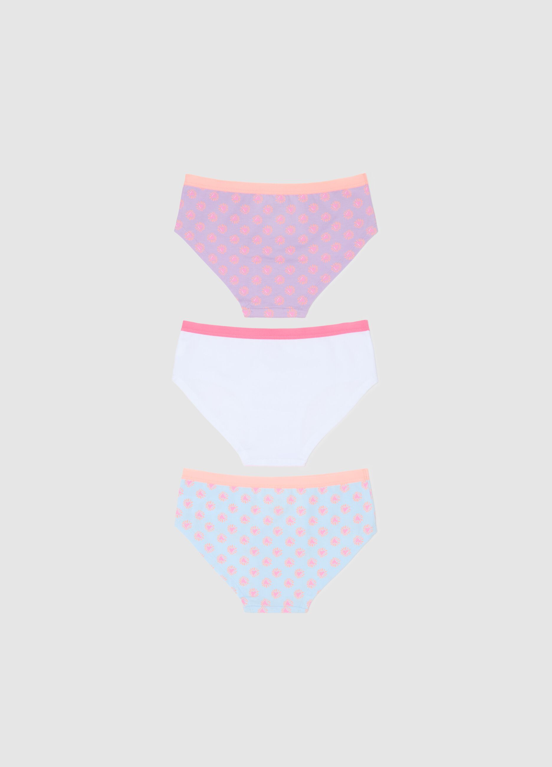 Three-pack French knickers with hearts print