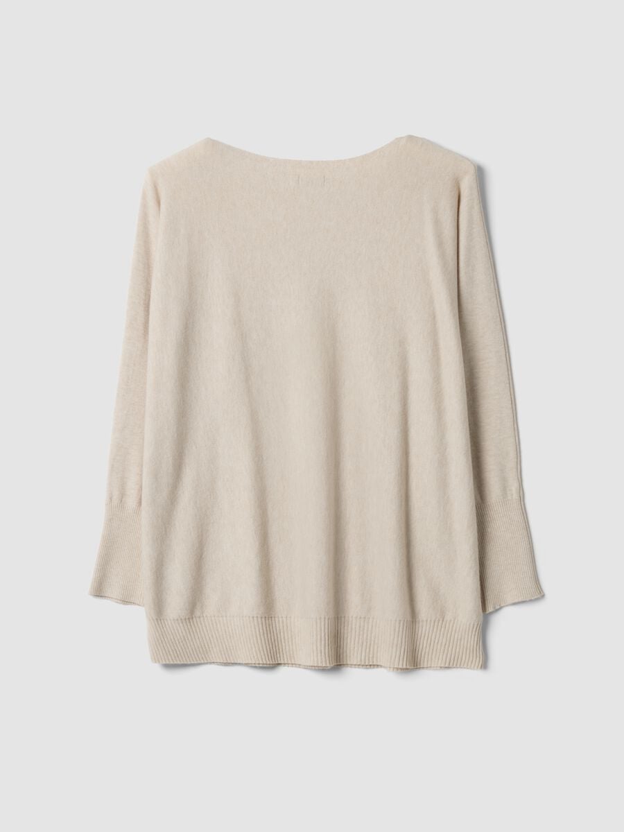 Beige viscose-blend jumper with rhinestones, regular fit_2