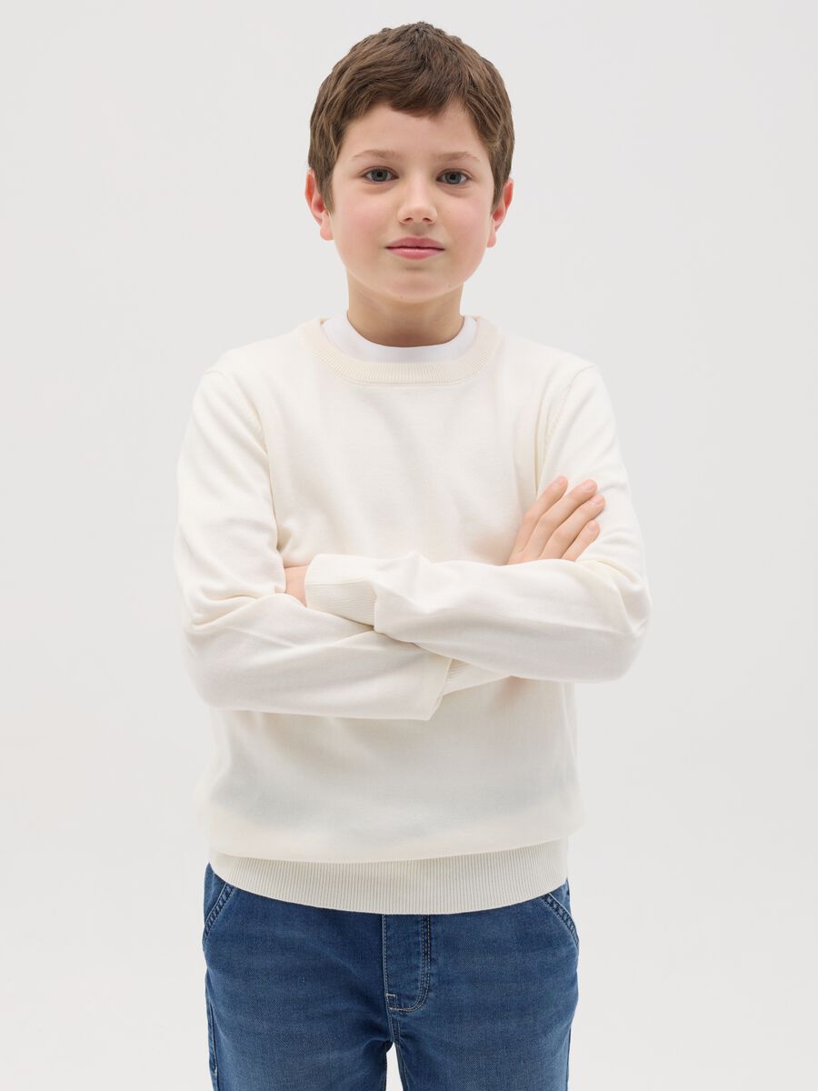 Solid colour cotton pullover_0