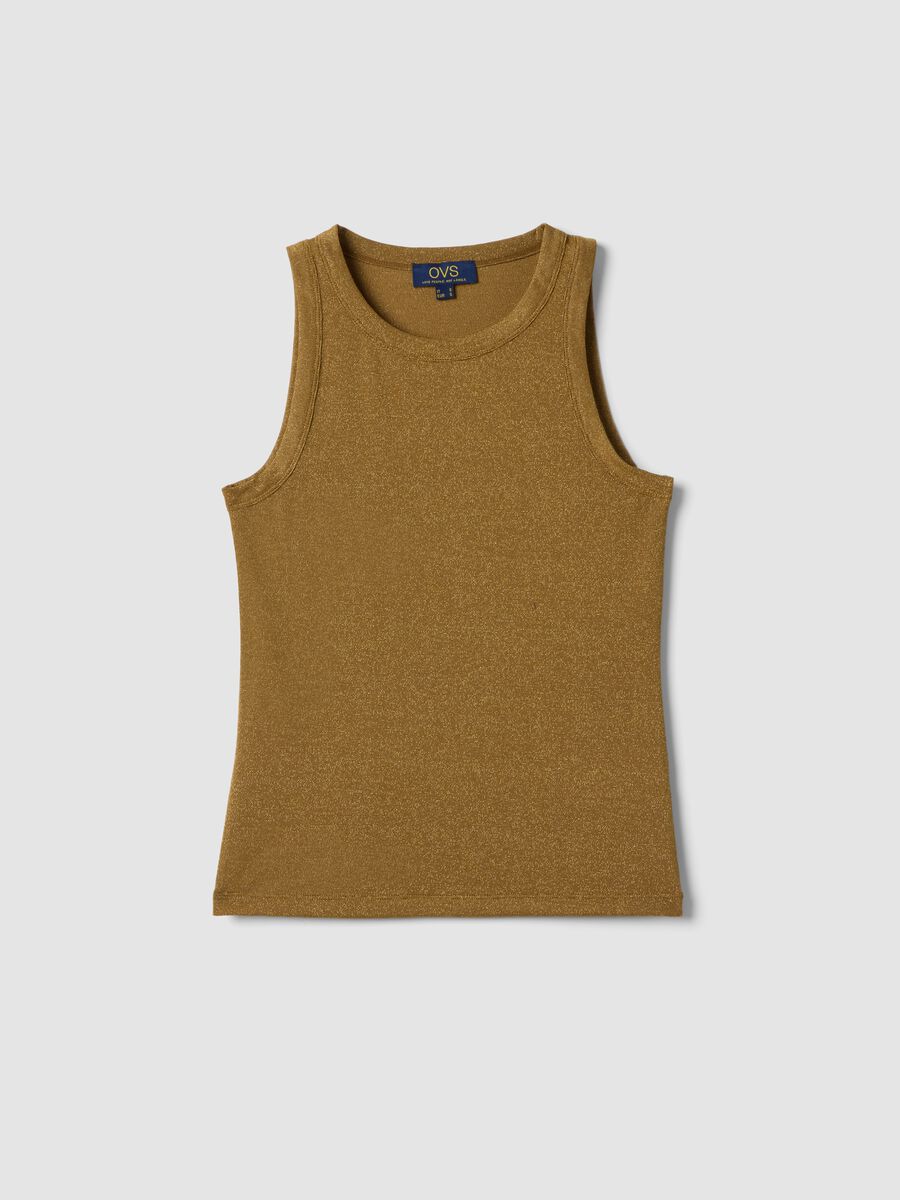 Yellow glitter top regular fit with thin straps_4