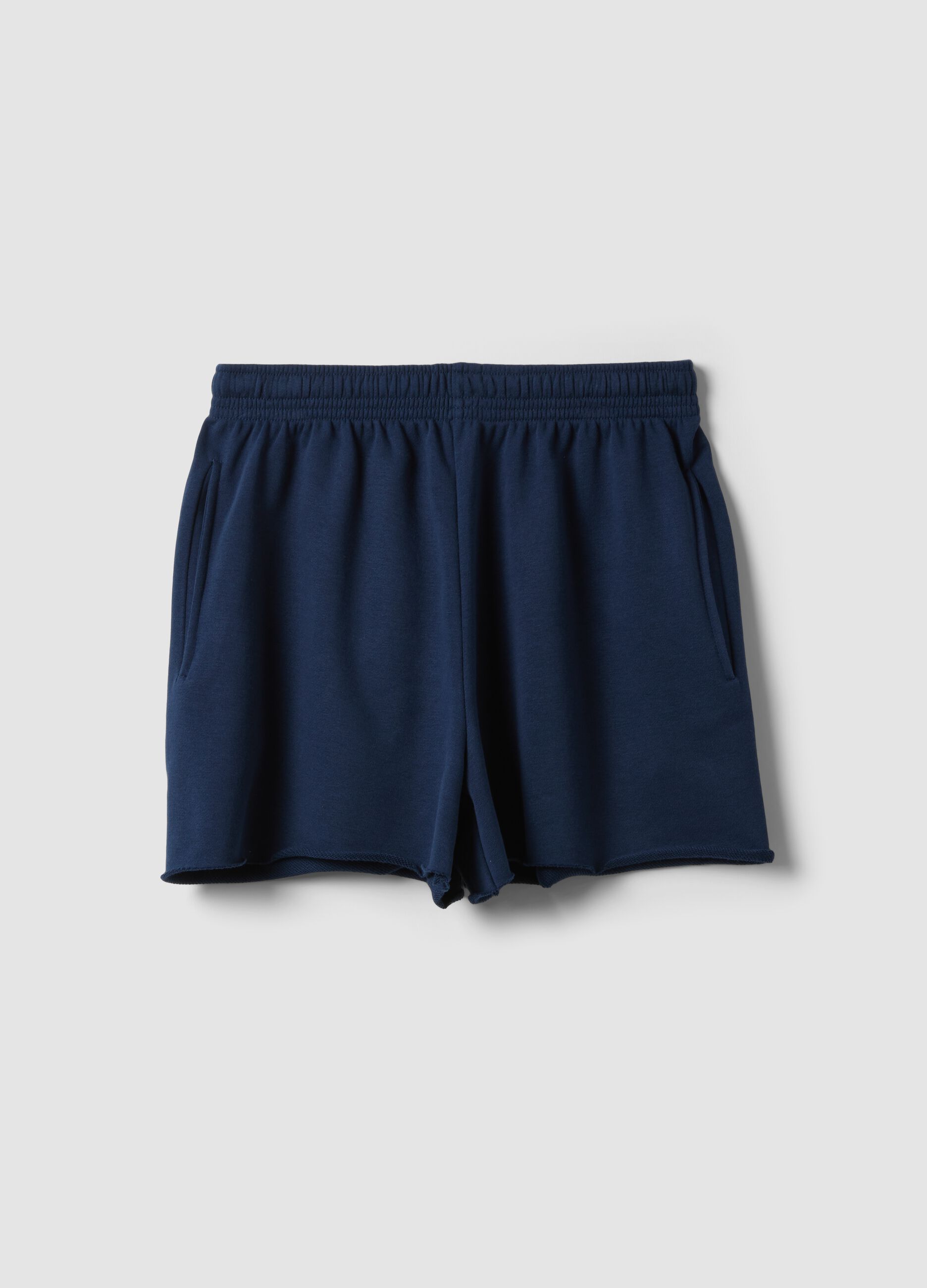 Short blu in misto cotone con vita elasticizzata