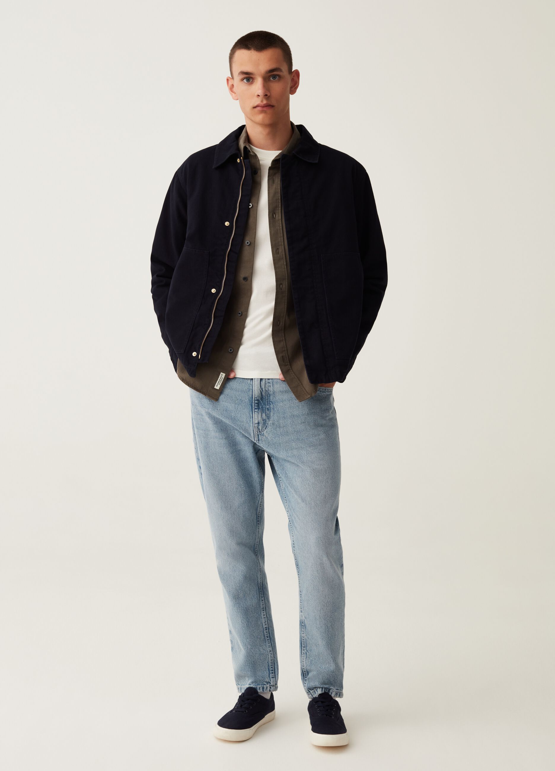 Shacket in cotone con zip