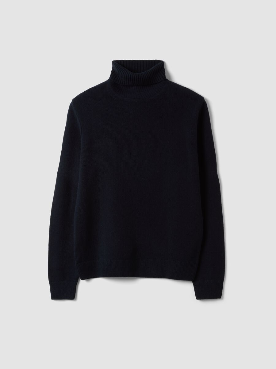Maglia blu a dolcevita regular fit in jersey knit_0