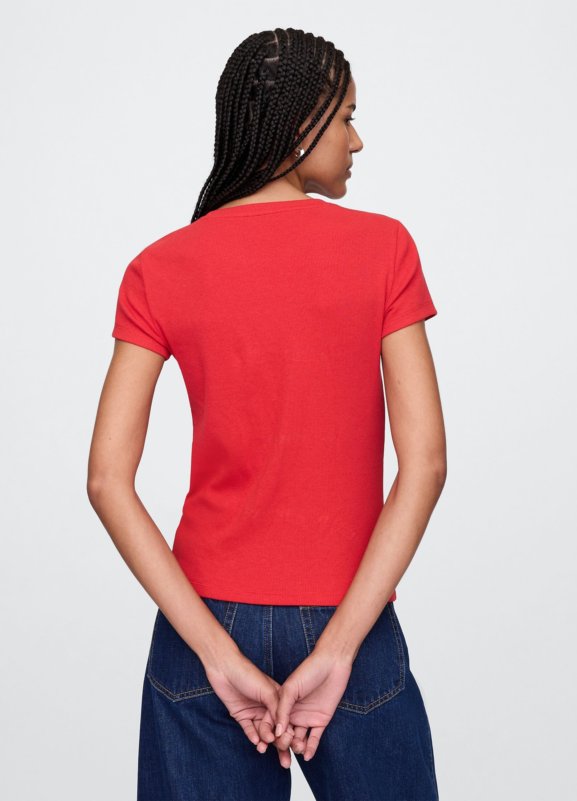 Slim-fit T-shirt in ribbed cotton