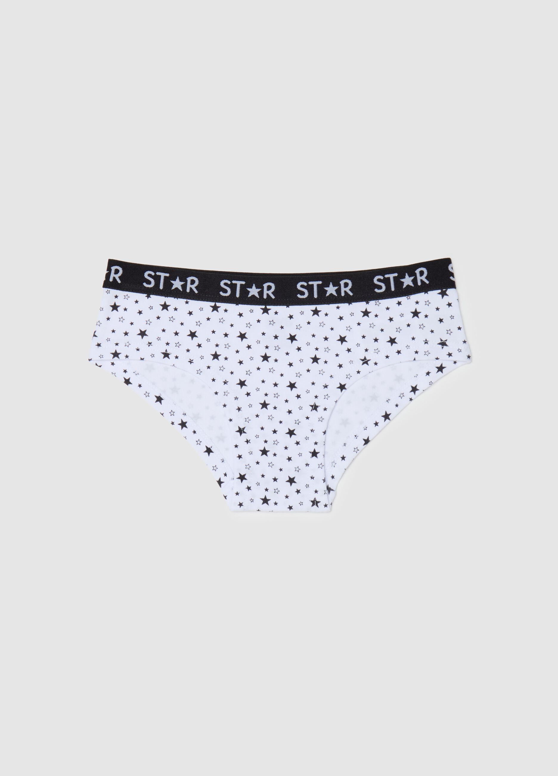 Stretch cotton knicker shorts with star print