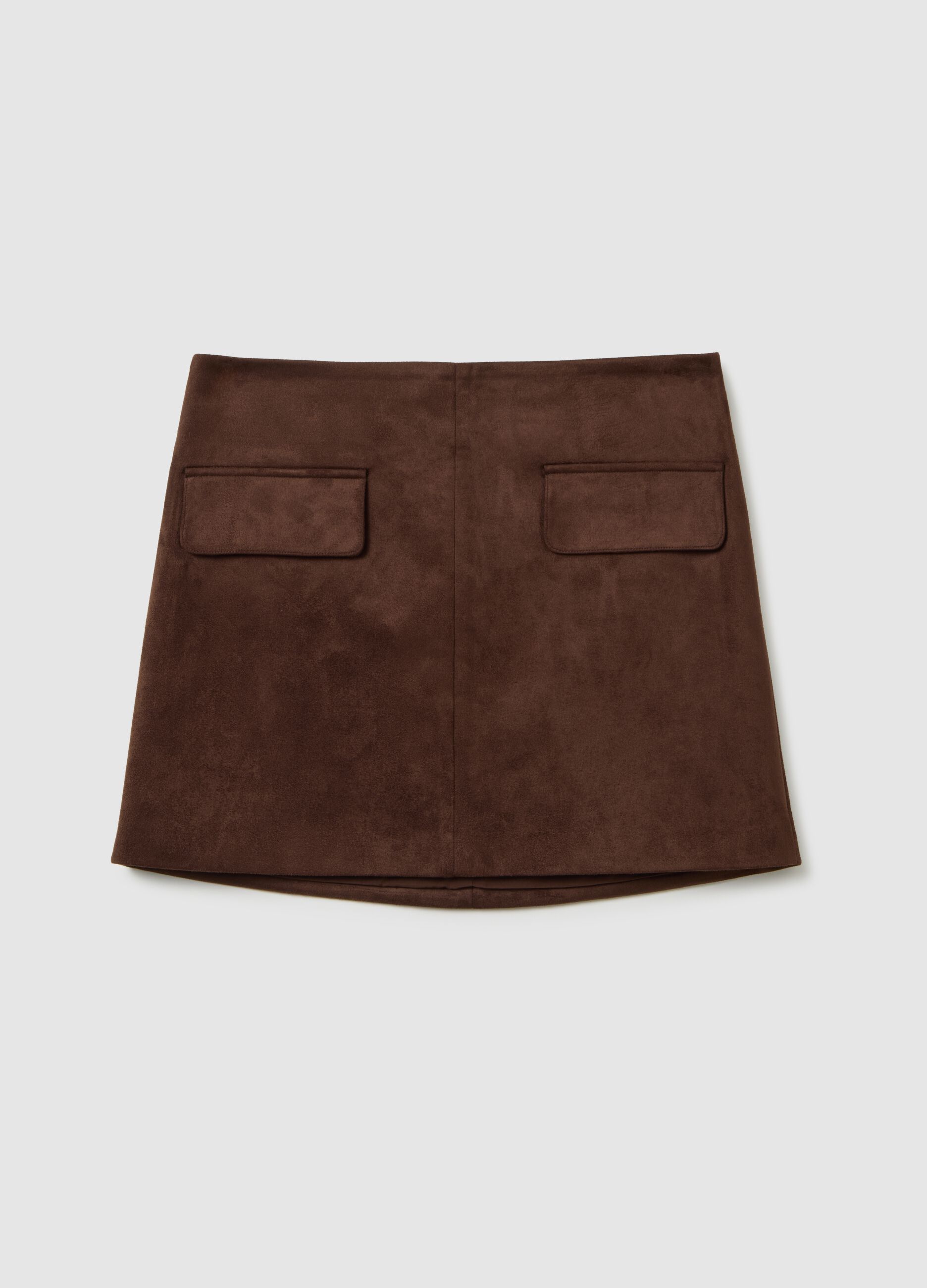 Brown stretch fabric skirt regular fit
