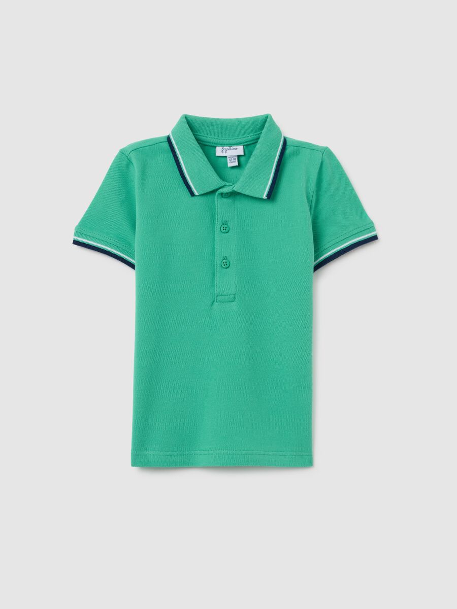 Polo da bambino in puro cotone verde regular fit_0