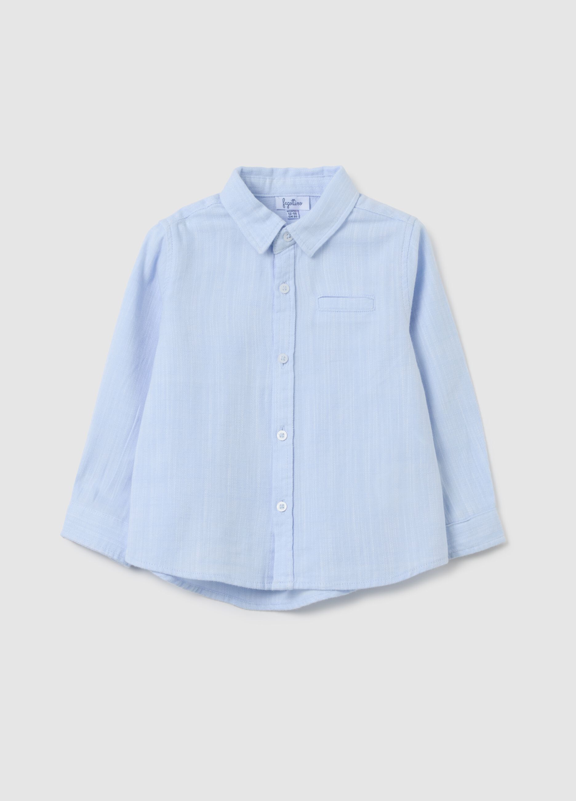 Camicia da bambino in puro cotone azzurra regular fit