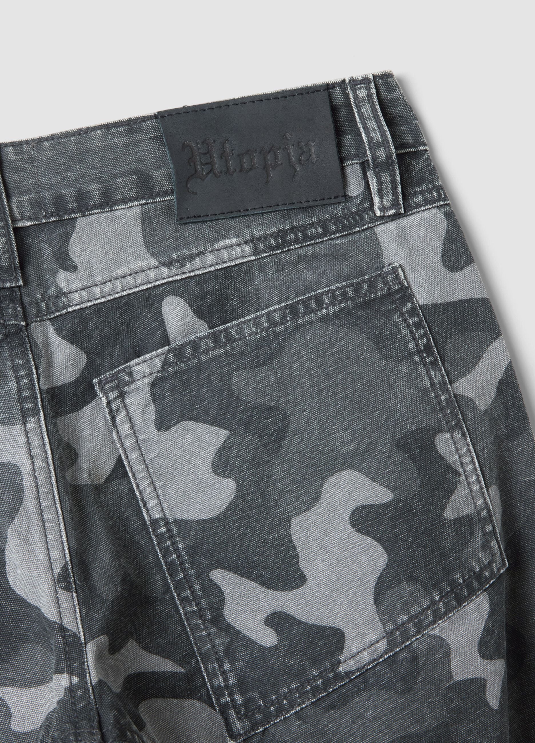 Dark Camo Wide-Leg Denim