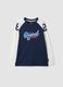T-shirt blu in puro cotone con girocollo e stampa per ragazzo_3
