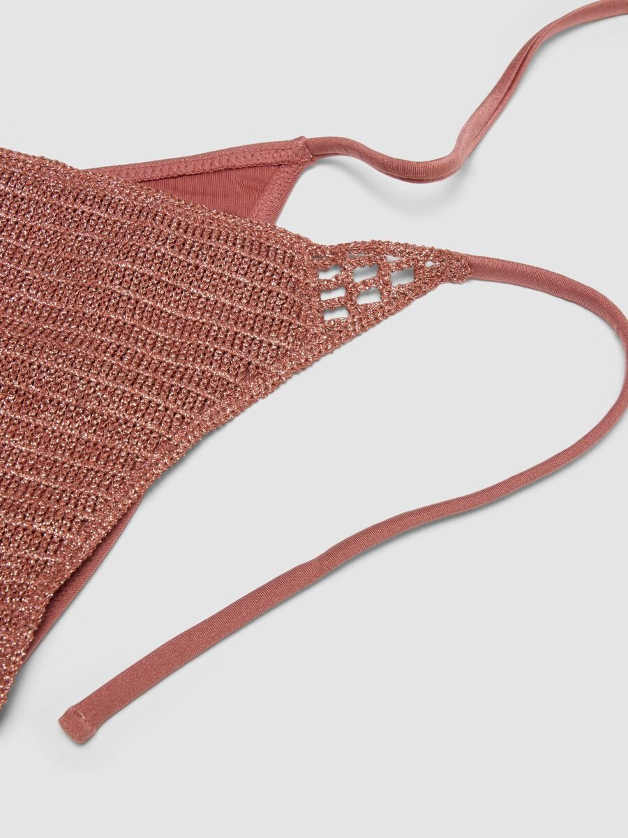 Pink bikini bottoms with metallic crochet side ties_5