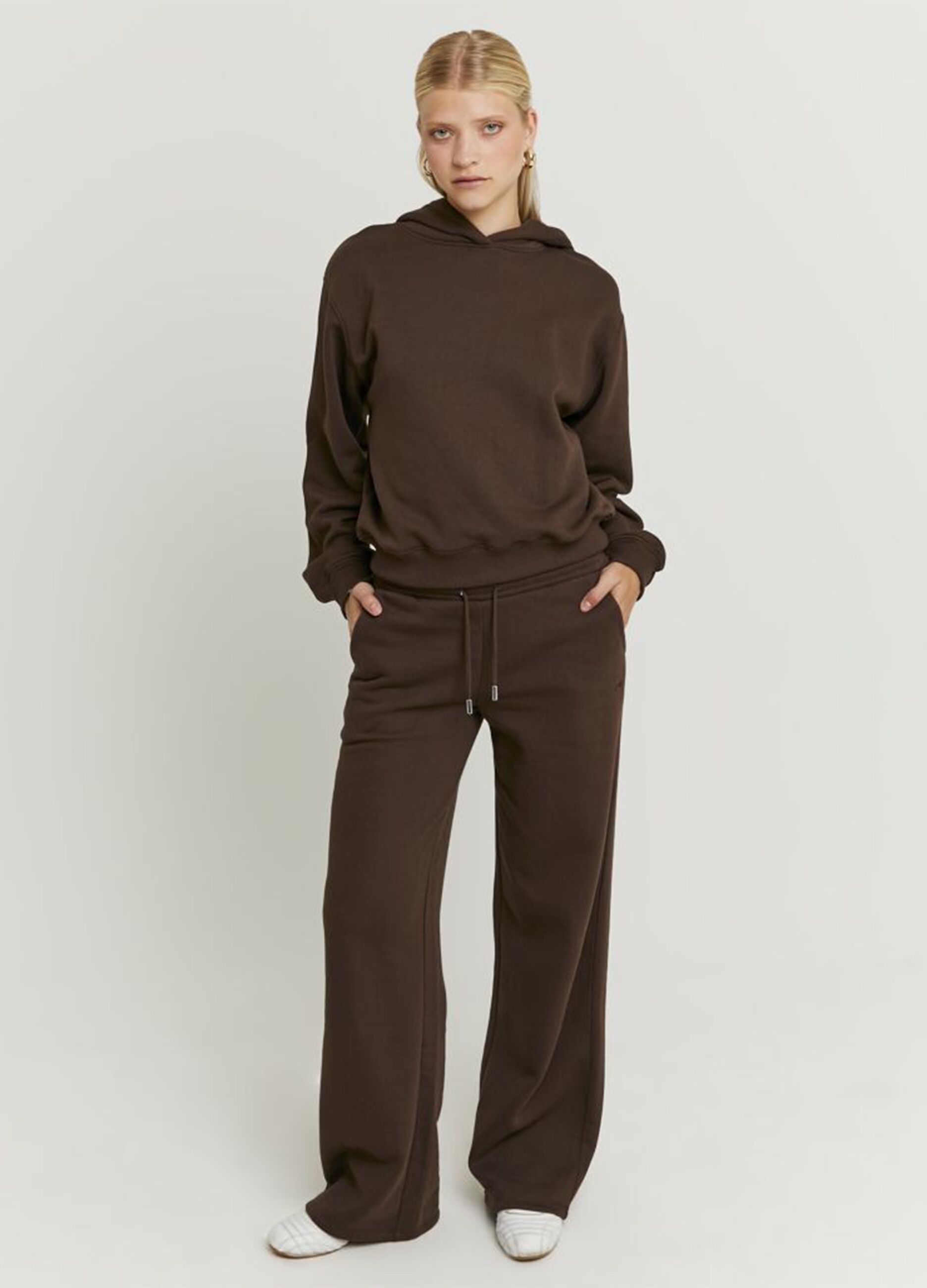 Brown Cotton Blend Regular Fit Trousers