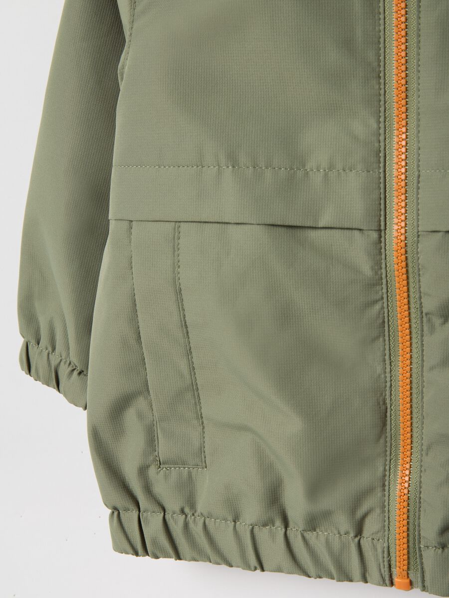 Green children's regular fit jacket with full zip and hood_3