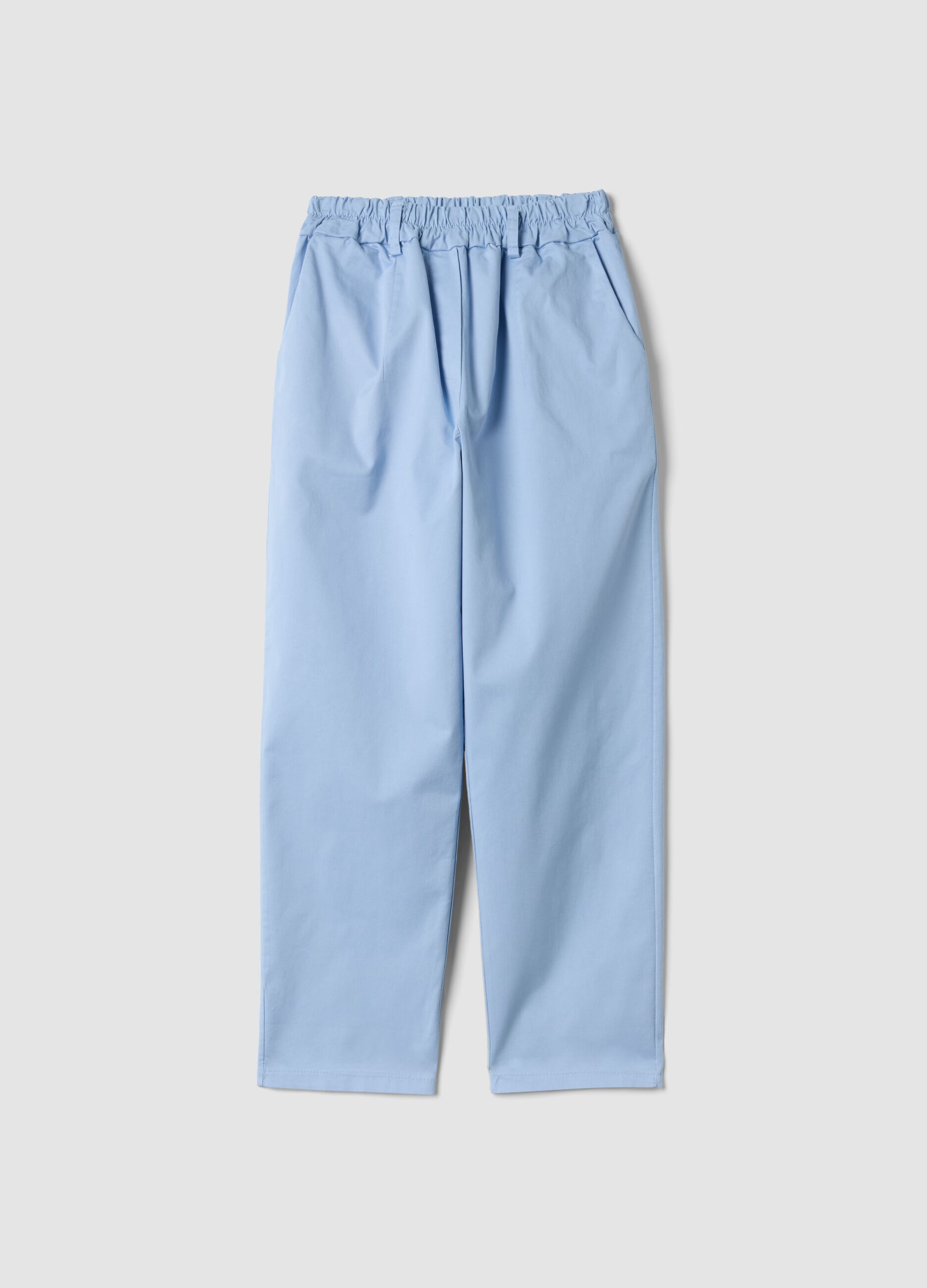 Light blue regular-fit stretch cotton trousers