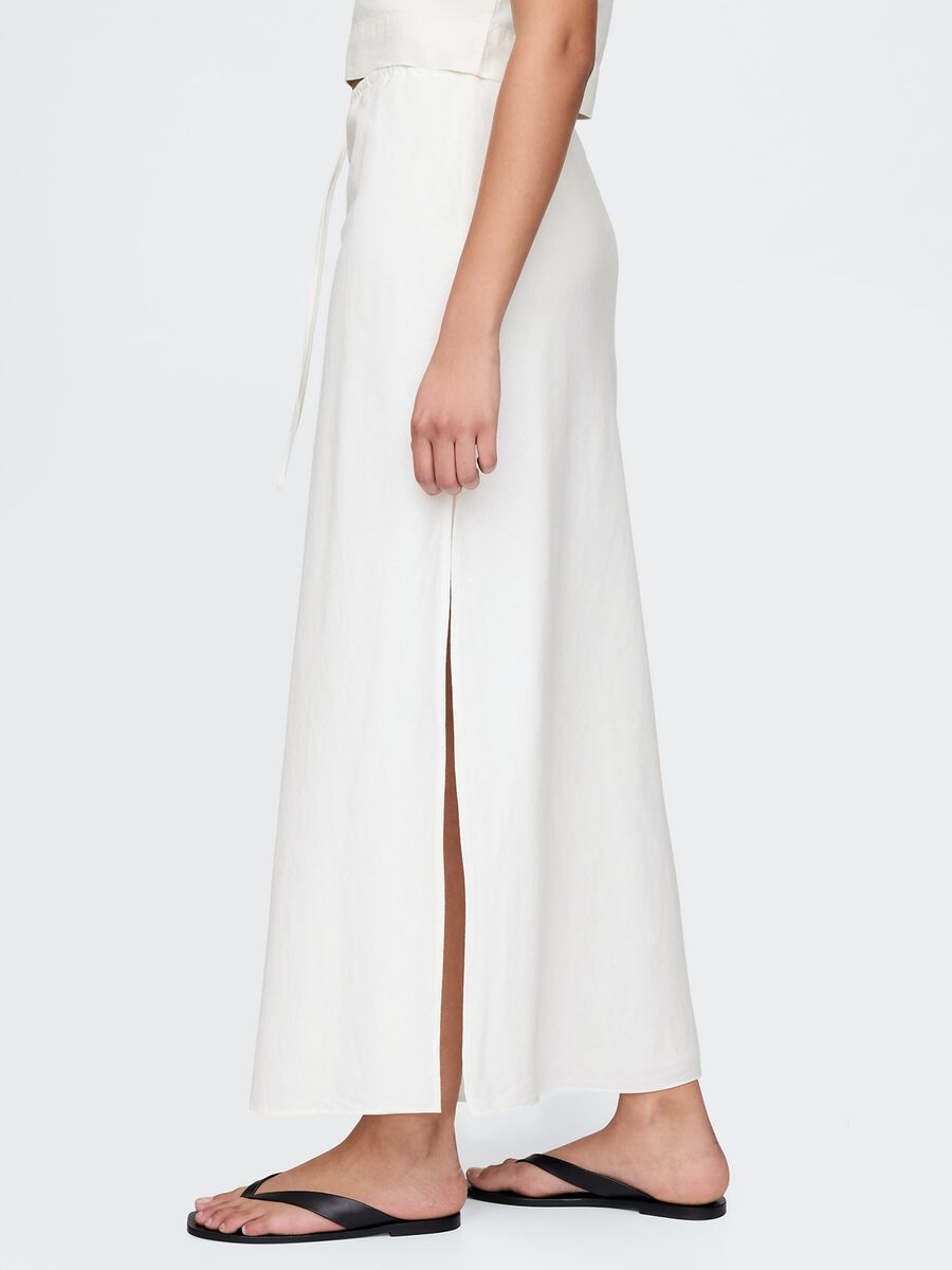 Long white skirt in linen and viscose_2