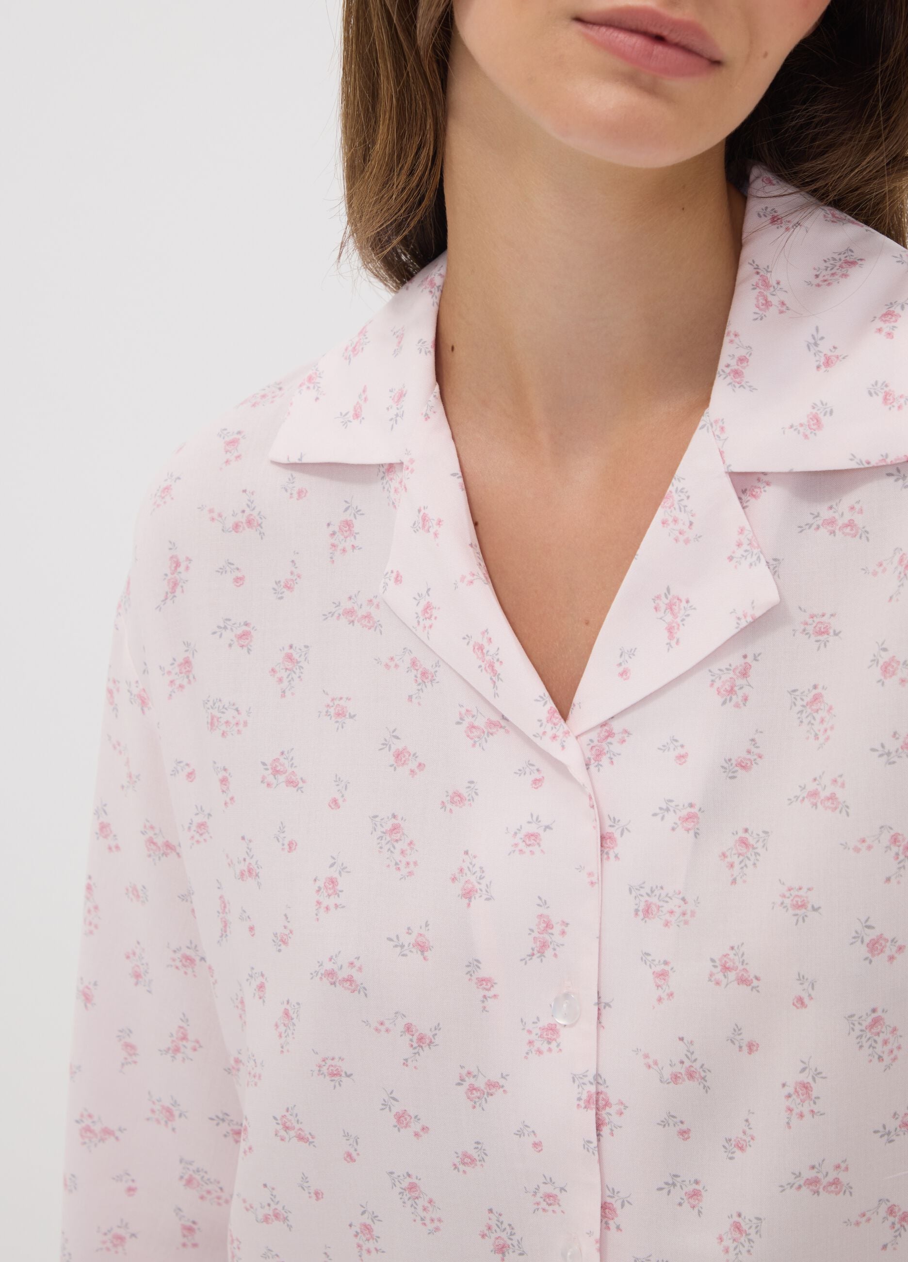 Pink floral pure viscose pyjama T-shirt