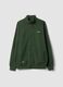 Green full-zip cotton-blend sweatshirt with zip and high collar_0