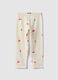 White stretchy cotton slim fit leggings for girls with designs_0