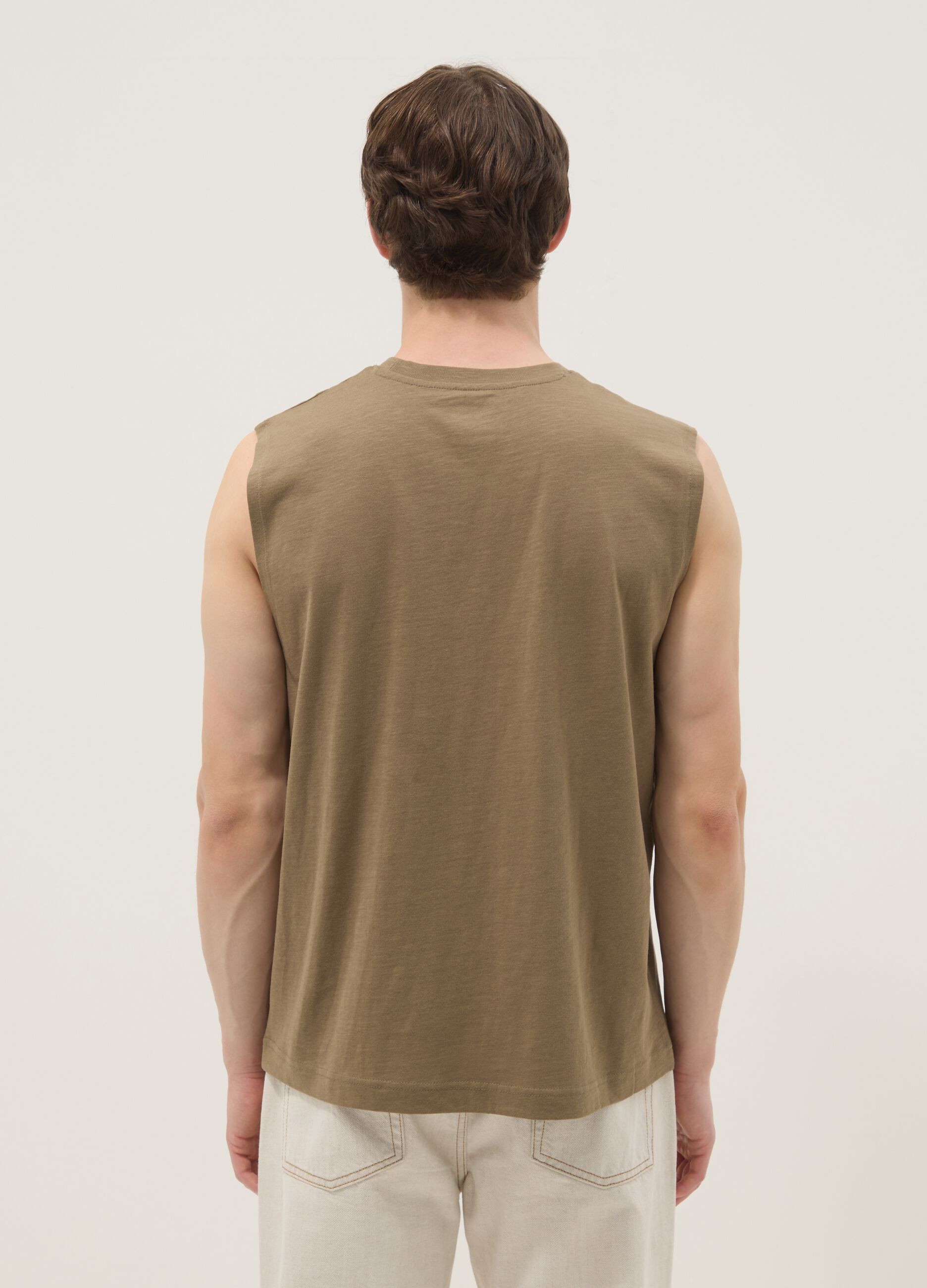 Brown pure cotton vest top