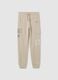Boy's beige regular fit pure cotton joggers_3