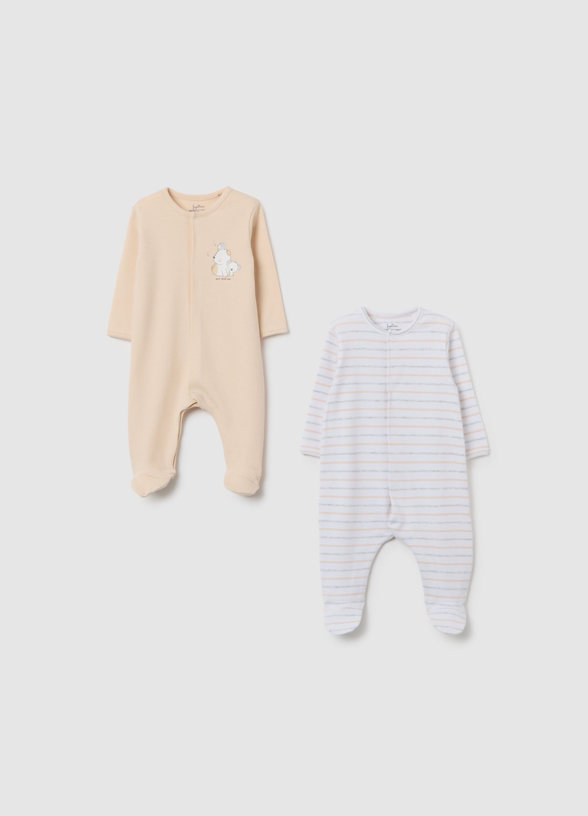 Multicolour pure cotton newborn sleepsuit bipack