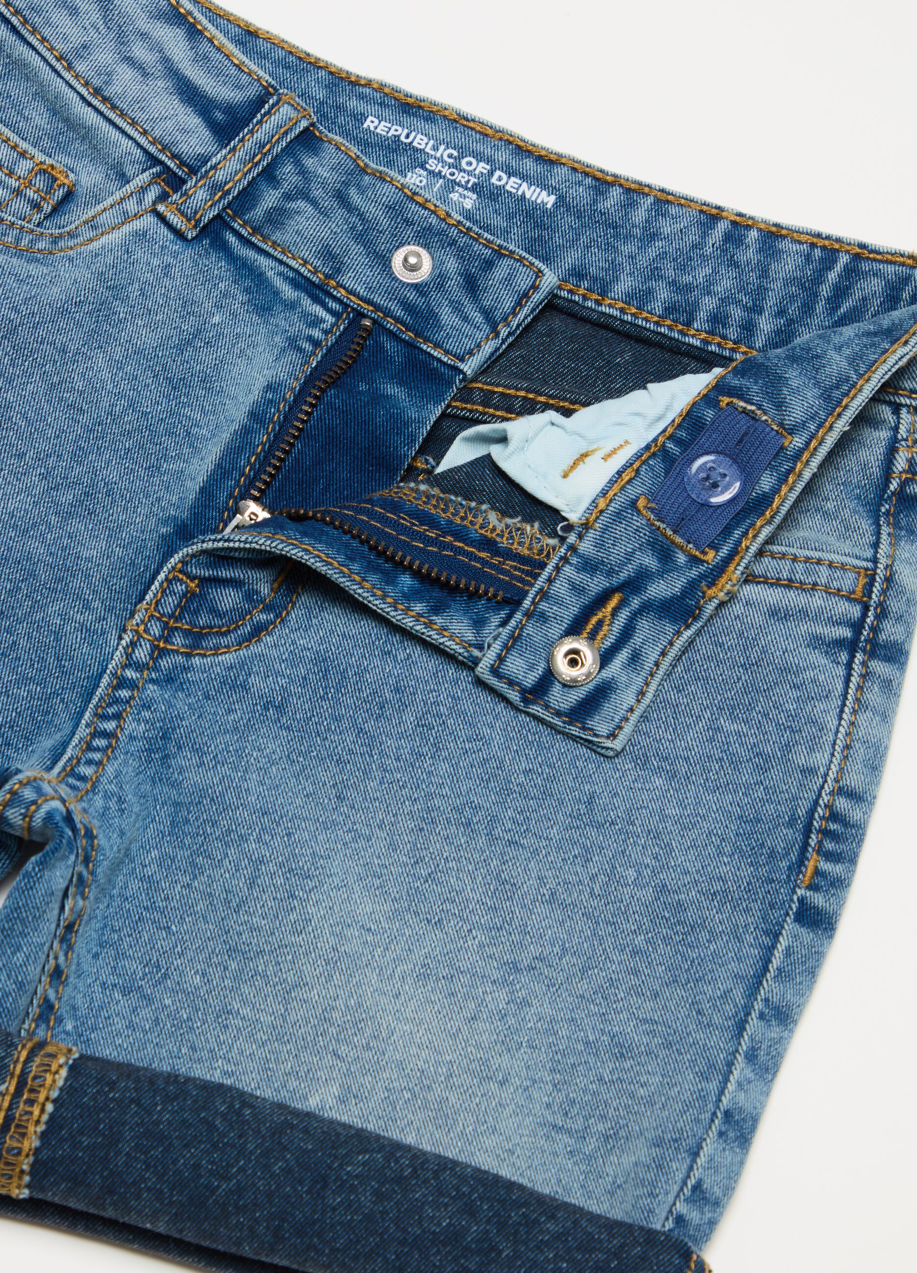 Denim Bermuda shorts with five pockets