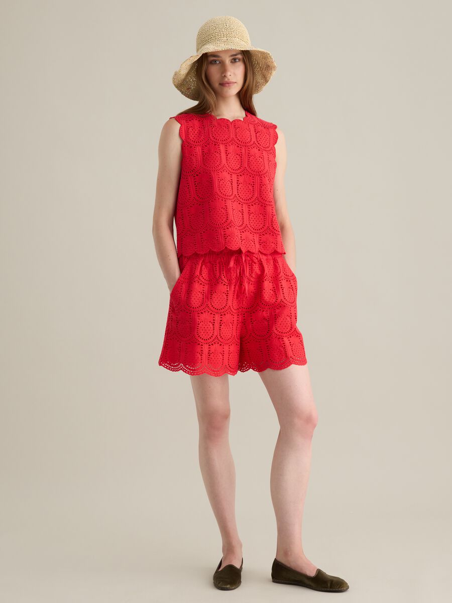 Women's pure cotton red top with regular fit_2