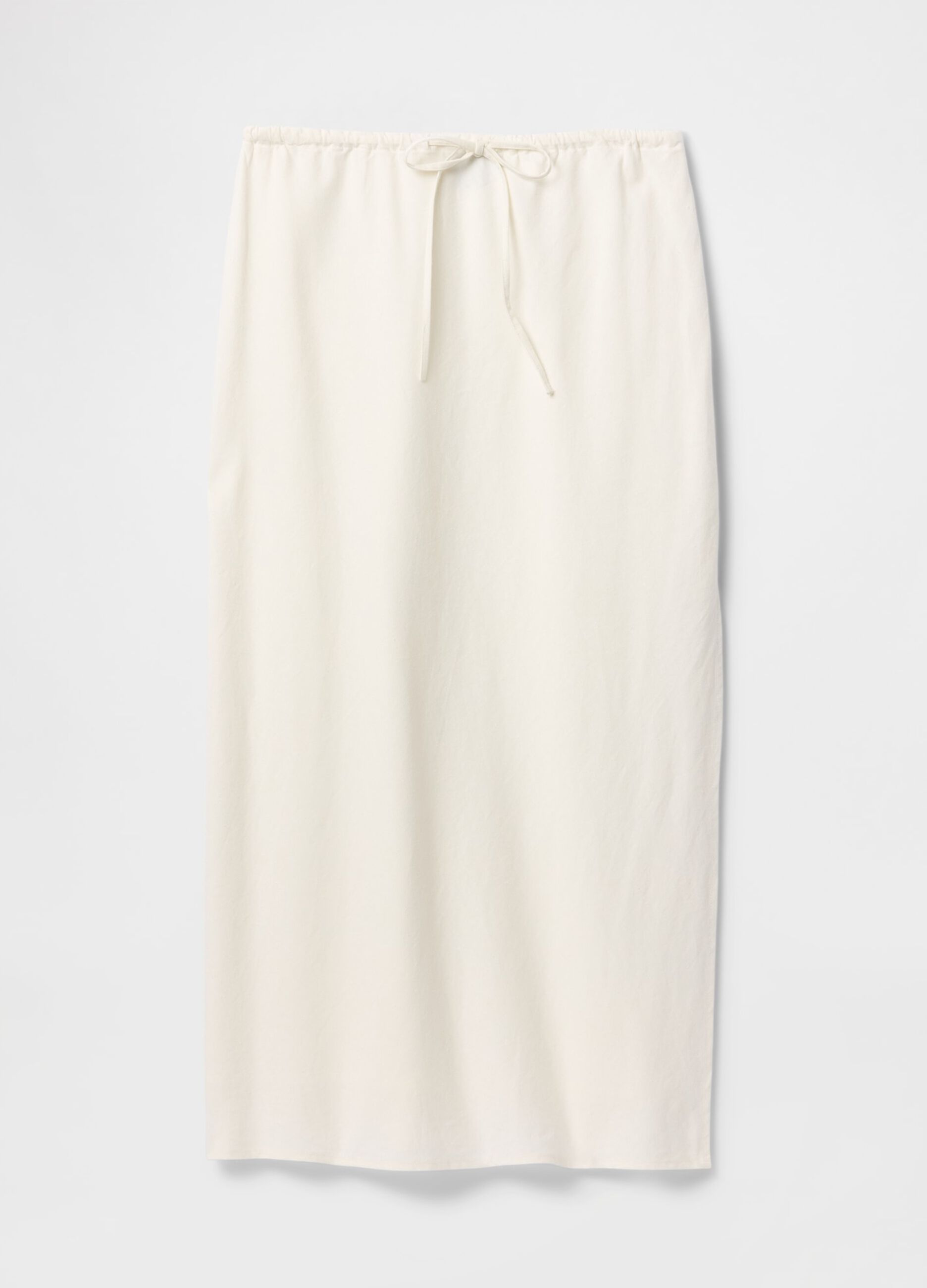 Long white skirt in linen and viscose