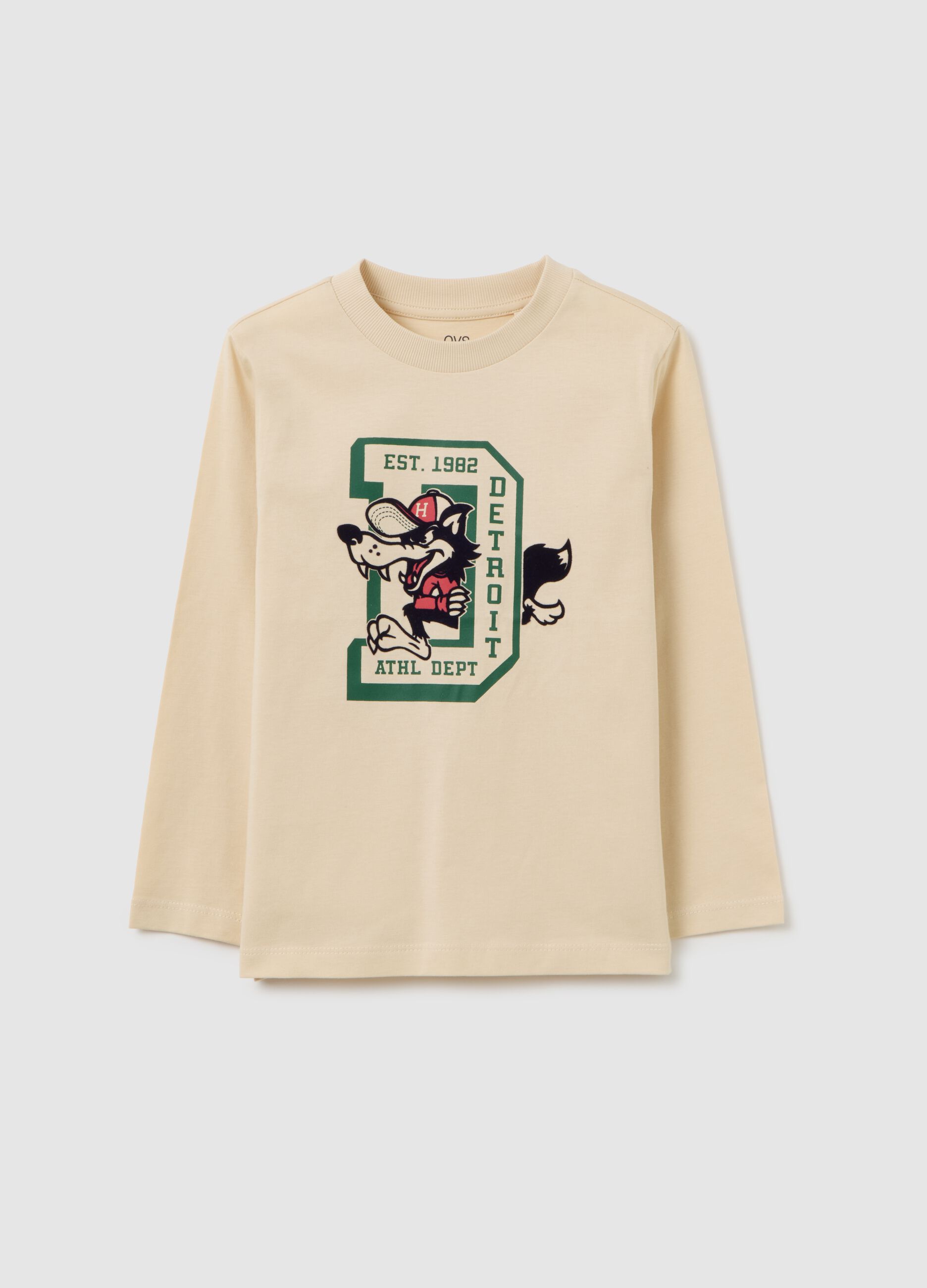 Children's beige pure cotton regular fit t-shirt