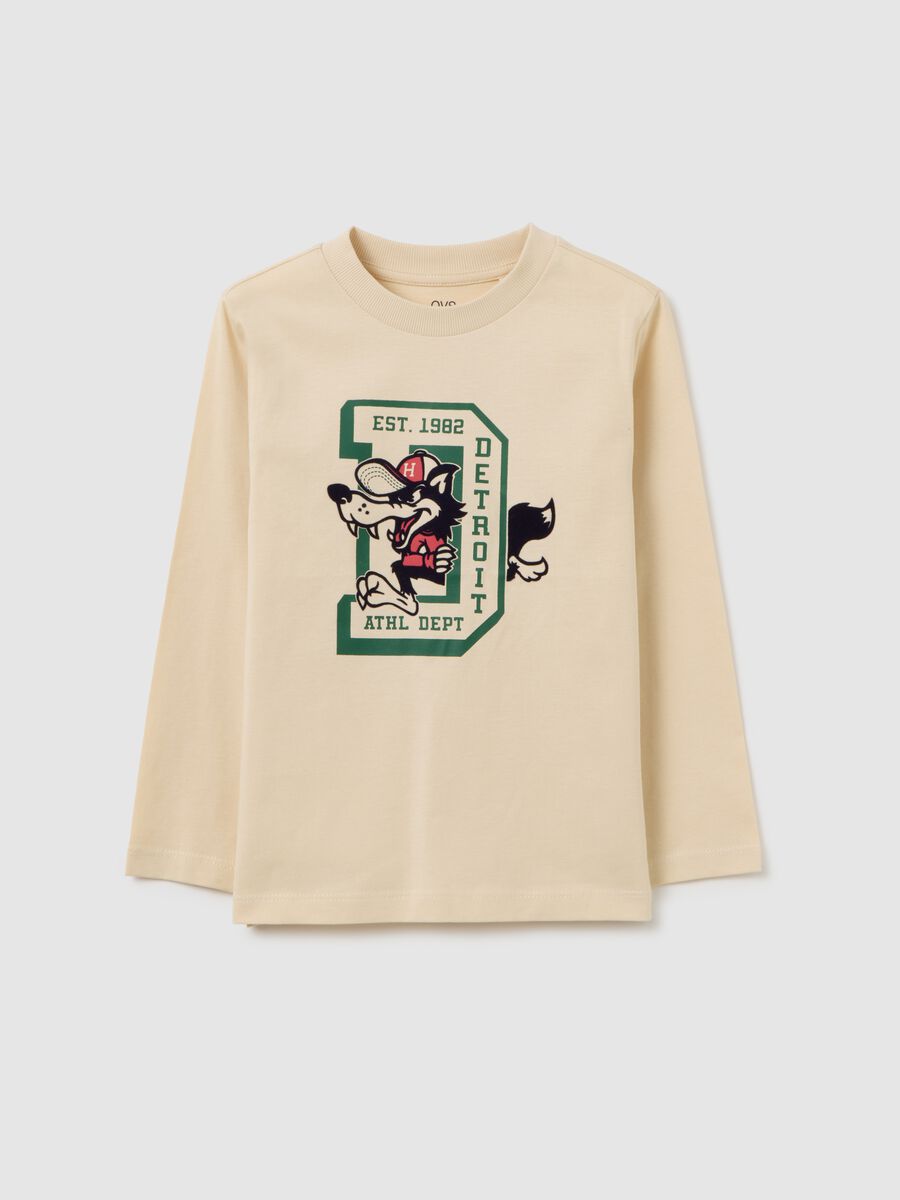 Children's beige pure cotton regular fit t-shirt_0