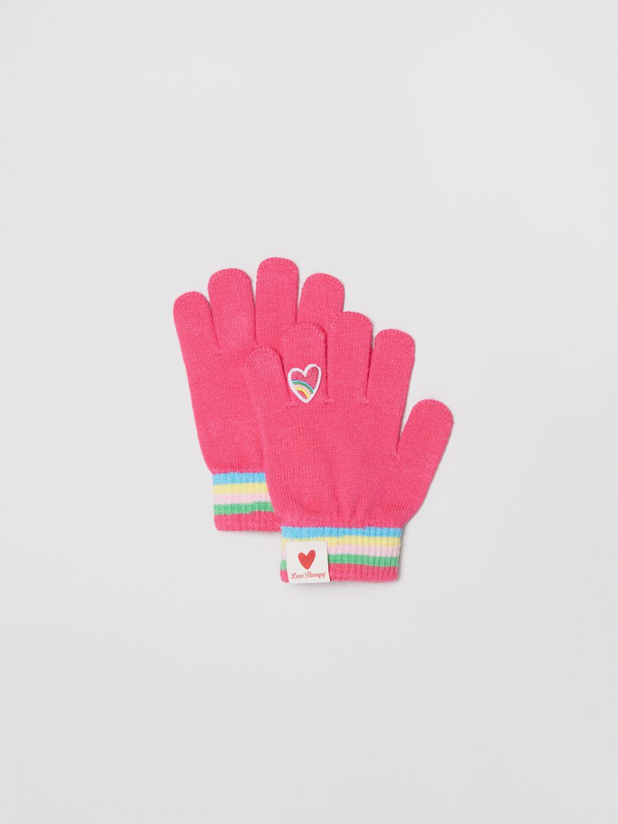 Guanti con patch cuore multicolore_0