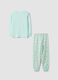 Green organic cotton pyjamas with crew neck and print for girls_1